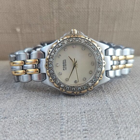 Fossil Women Wrsitwatch Crystals Accent Face Silver/Gold Tone Quartz Watch - Picture 6 of 14